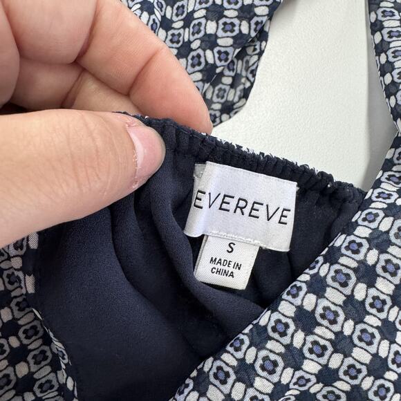 EVEREVE Shirt Womens Small‎ Blue White Surplice V Neck Peplum Ruffle Sleeveless - Picture 3 of 7